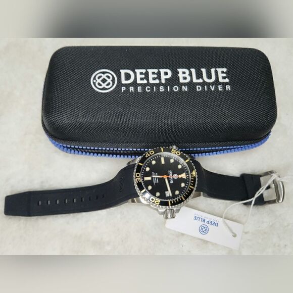 NWT Deep Blue Vintage Master 1000 44mm Automatic Men's Diver Watch Black Dial - Picture 8 of 11